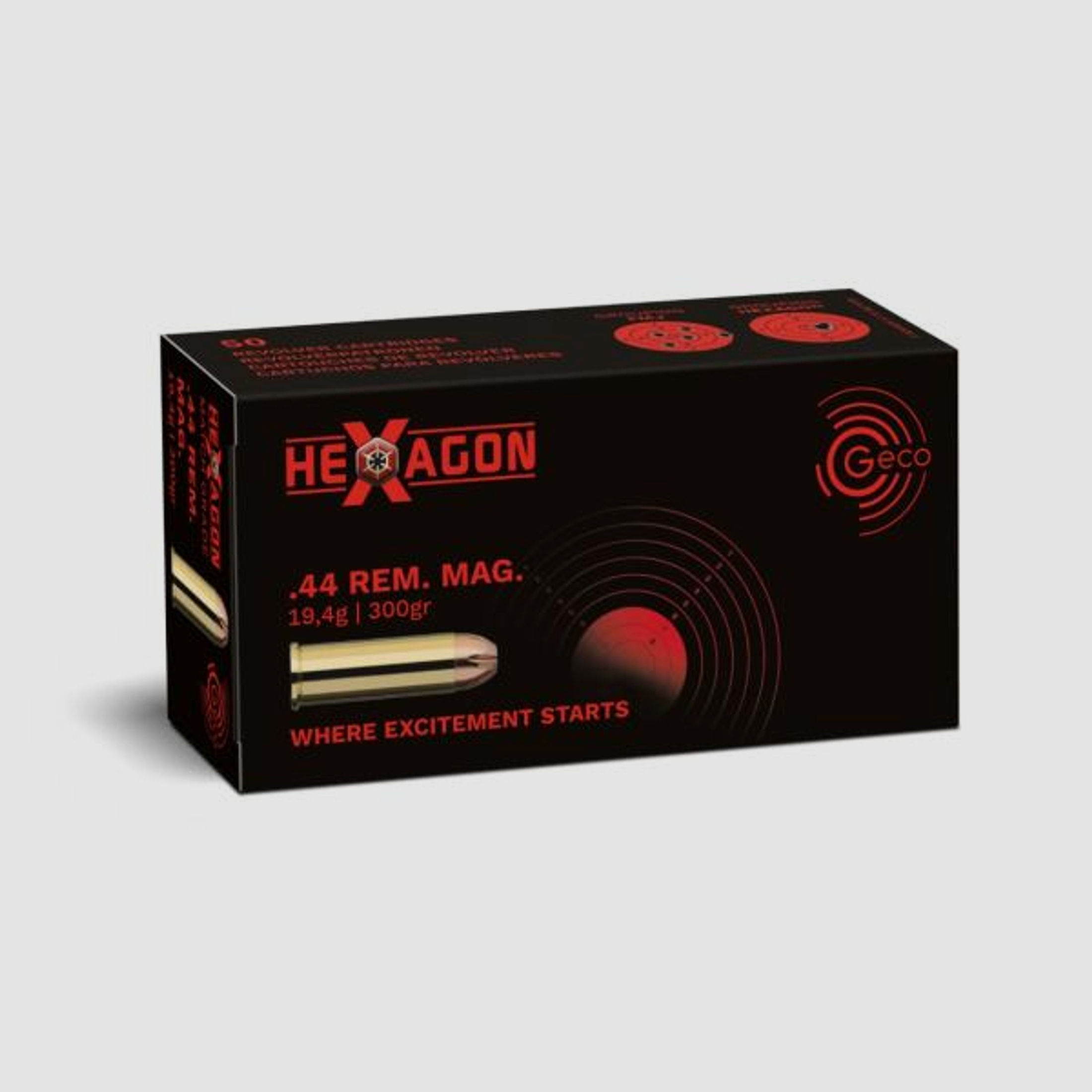 GECO Revolvermunition .44RemMag HEXAGON 50 Stk  300grs/19,4g