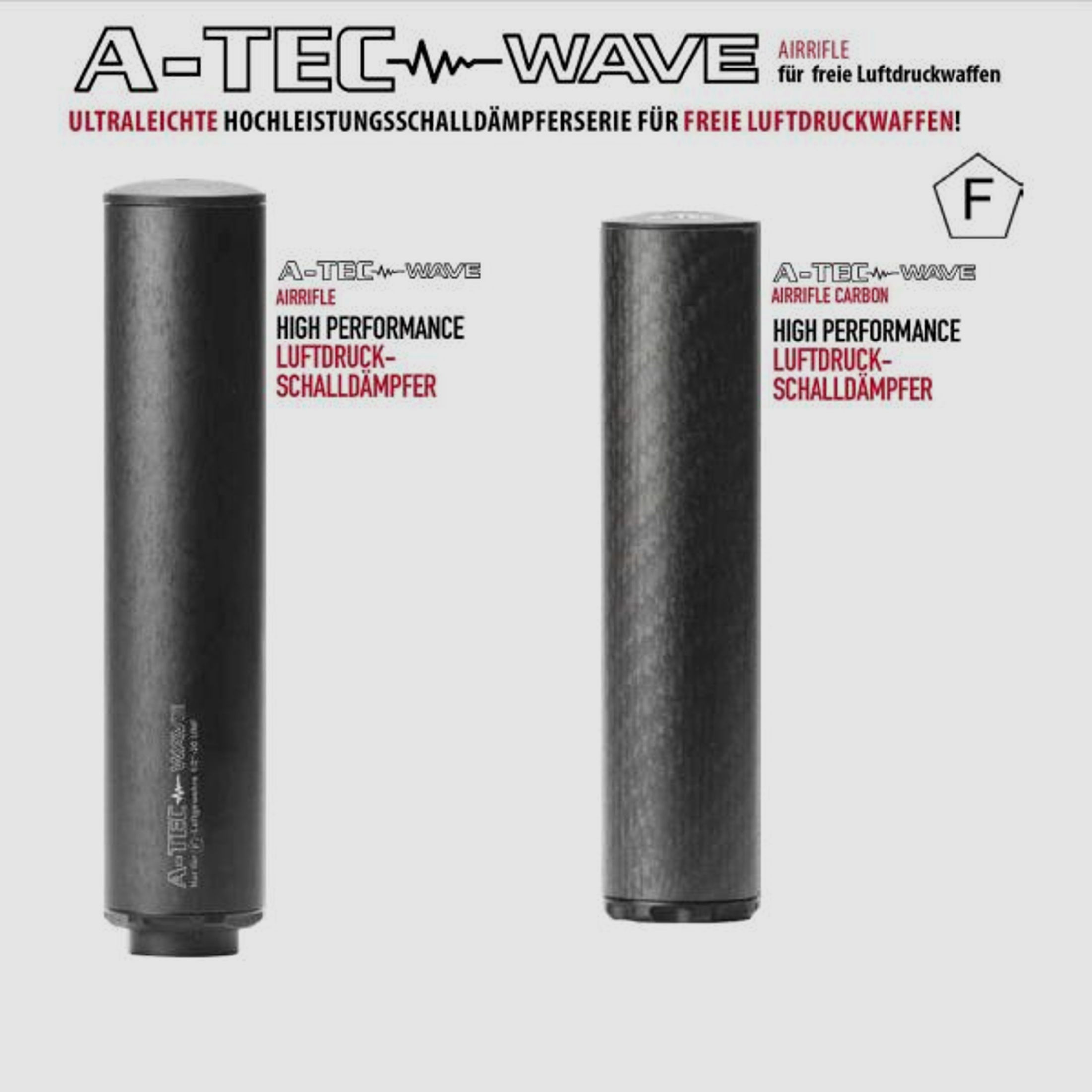 A-TEC Zubehör für Freie Waffen Schalldämpfer WAVE CARBON 1/2x28 UNEF Gewinde