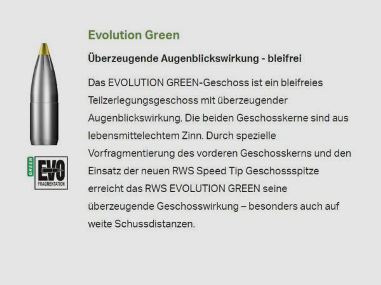 RWS Kugelpatronen 7x64 EVO Green bleifrei 20 Stk    8,2g/127grs