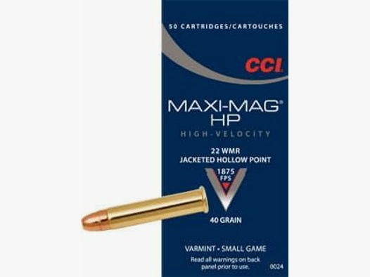 CCI KK-Munition .22WMR Maxi Mag HP 50 Stk   2,6g/40grs