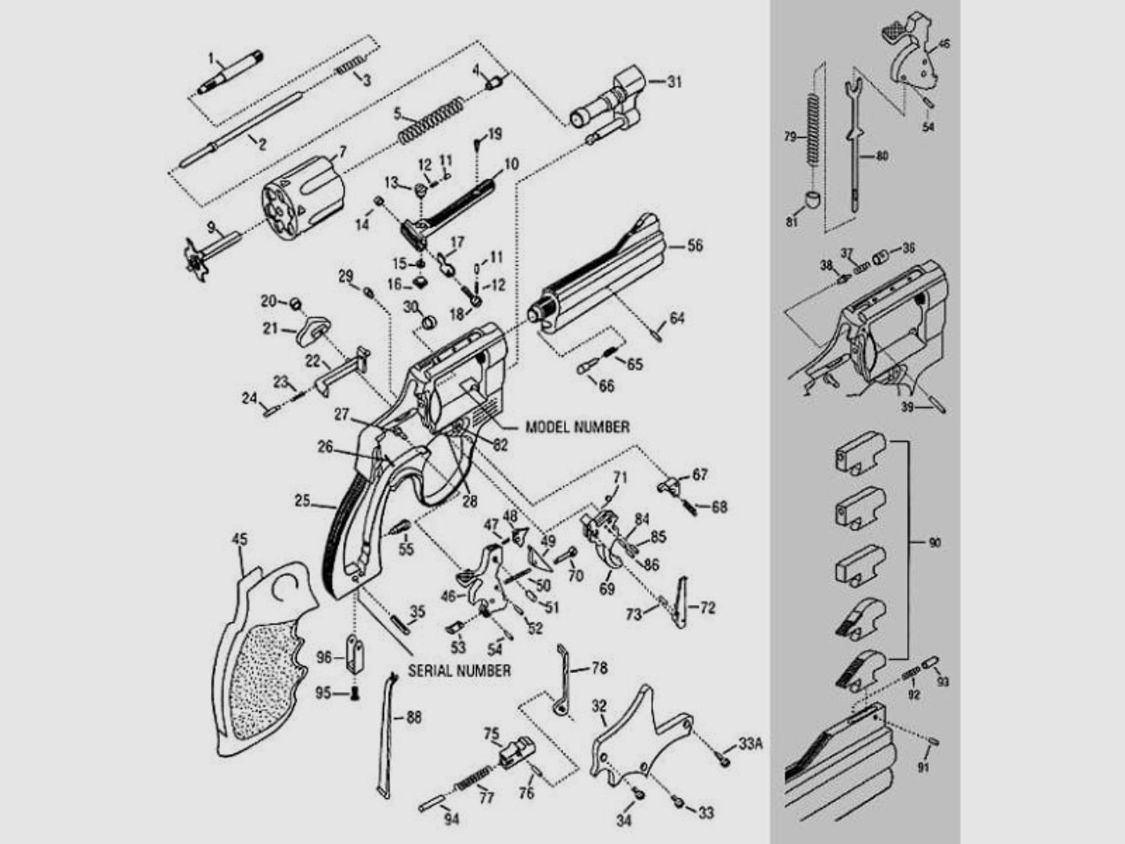 SMITH & WESSON Tuning/Ersatzteil f. Revolver Hahn Target MIM -.500' #46 N-Rahmen   -breiter Sporn