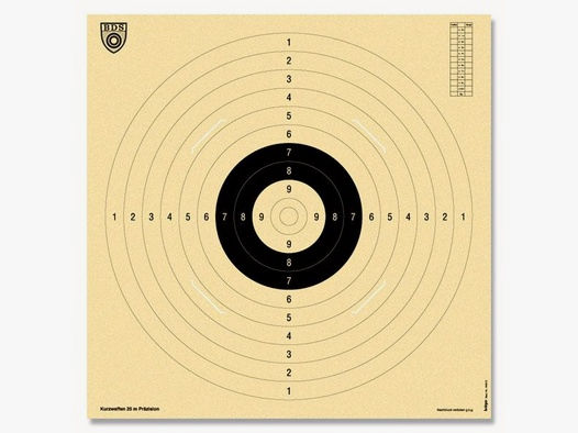 Krüger-Druck Schießscheiben Pistole 25m BDS #9 55x52cm        mit Schlitz