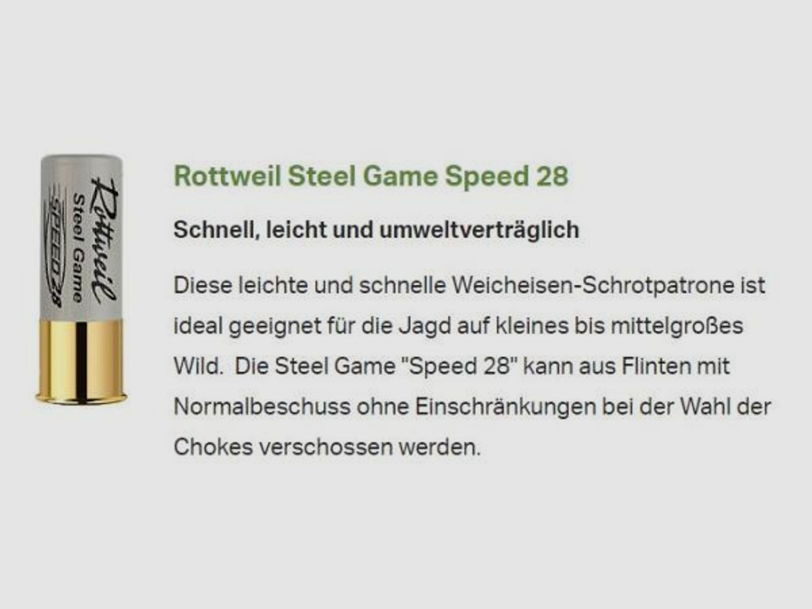 ROTTWEIL Schrot BLEIFREI 12/70 Steel Game Speed 28g 25 Stk  3,00mm #5     Normalb.