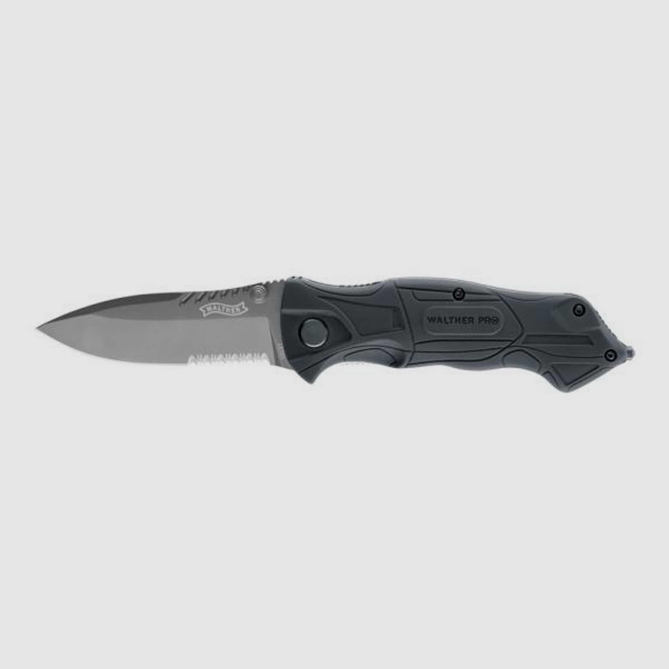 WALTHER Einhandmesser Pro Black Tac 8,7 cm Klinge, schwarzer Griff