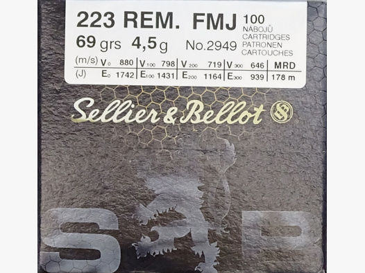 Sellier&Bellot .223rem FMJ 69grs - 100 Schuss