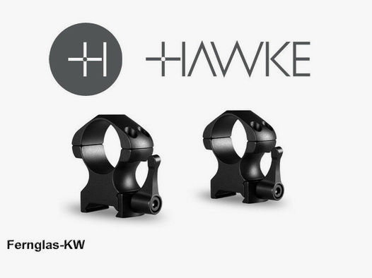 HAWKE 23012 1" 25,4mm Präzision Stahl Ringmontagen Hoch für Weaver Schiene