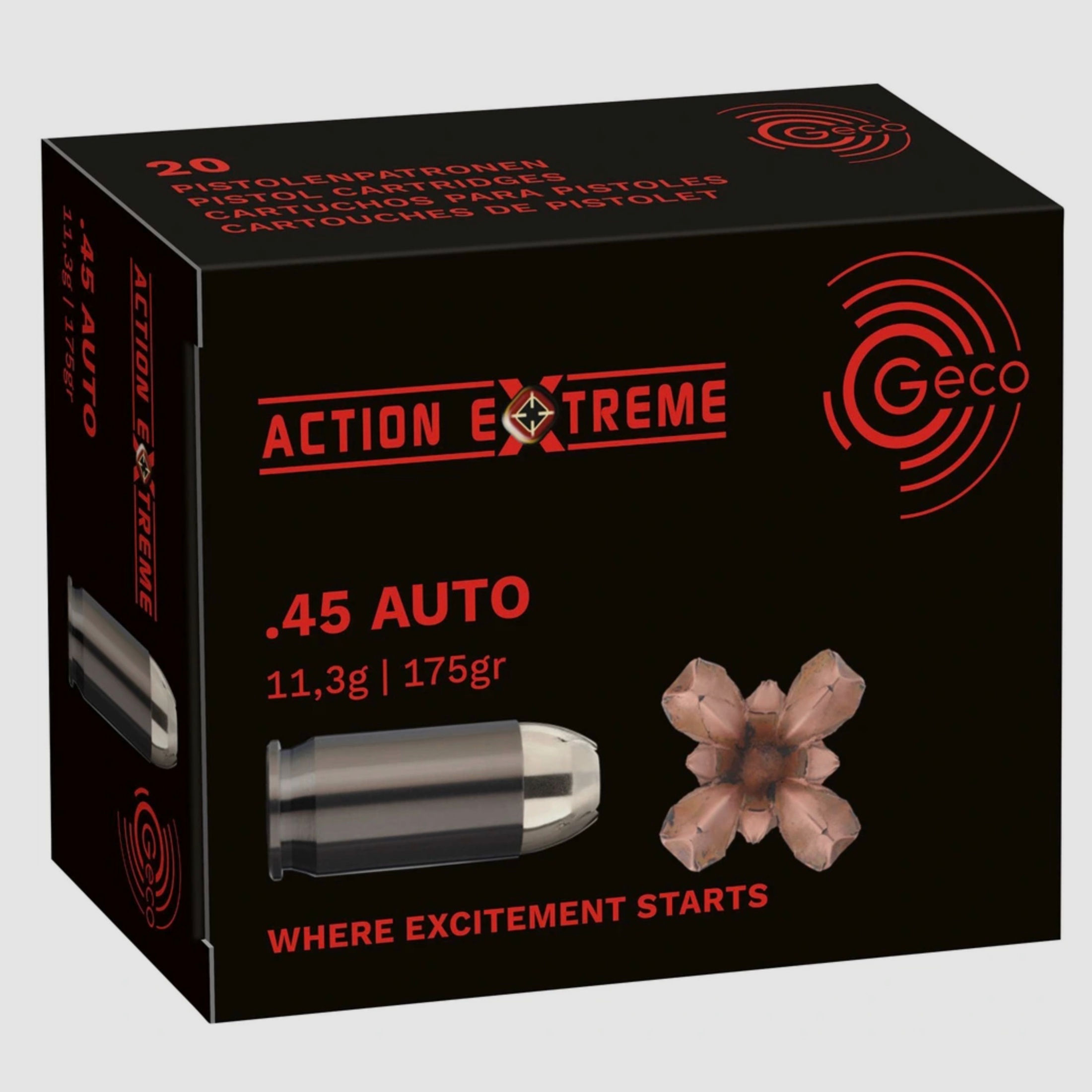 Geco 2421209 .45 ACP Action Extreme 11,3g 175grs. Pistolenmunition Bleifrei