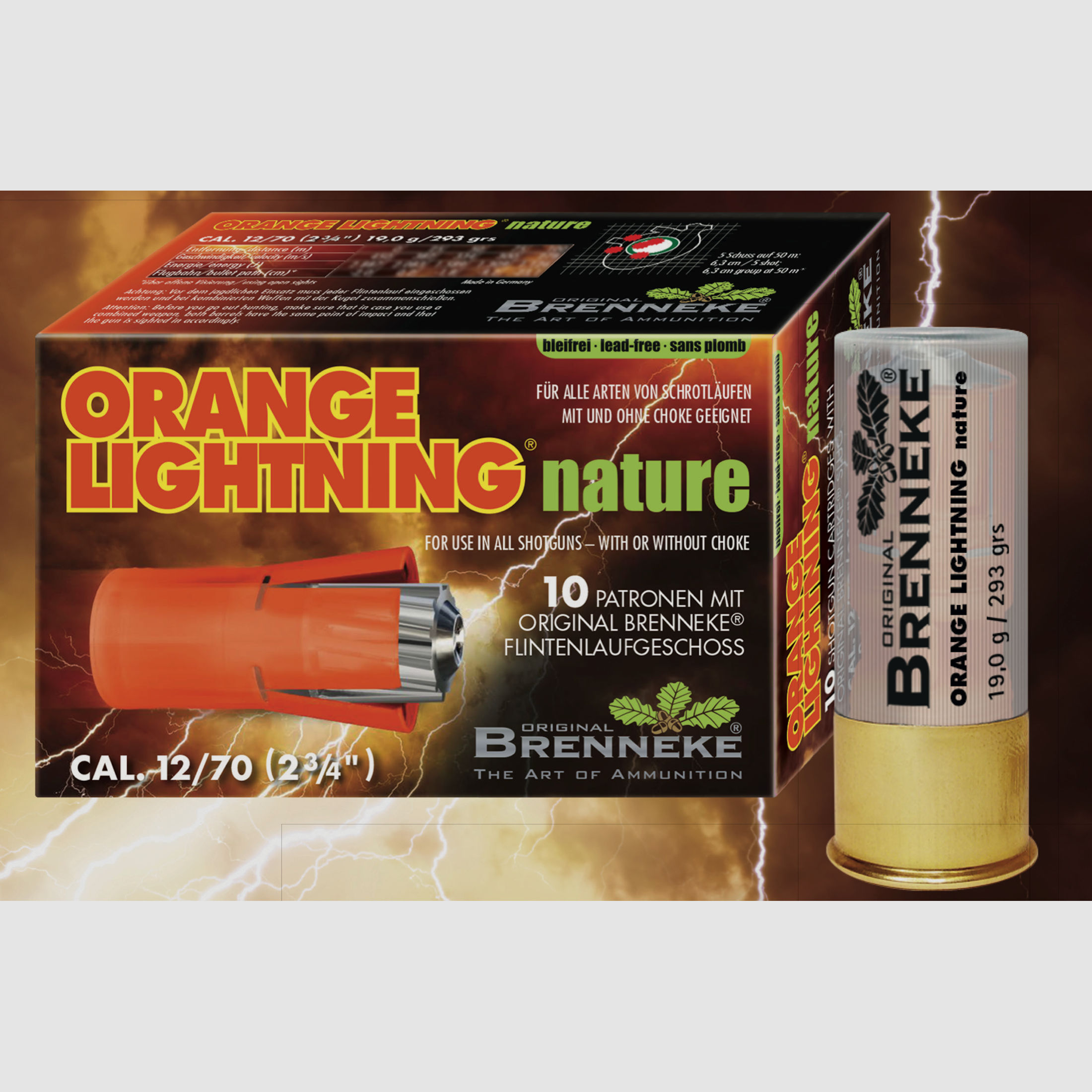 Brenneke 40675000 12/70 Orange Lightning Nature 19,0g 293 grs