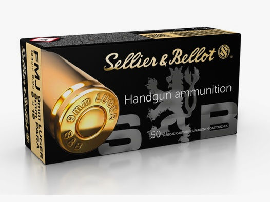 Sellier & Bellot 65187 9mm Luger Vollmantel 8,0g 124grs. 50 Stk.