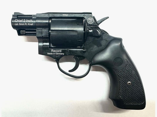 Record Revolver CHIEF 2" Pal. .380 Knall schwarz-matt Kunststoffgriffschalen