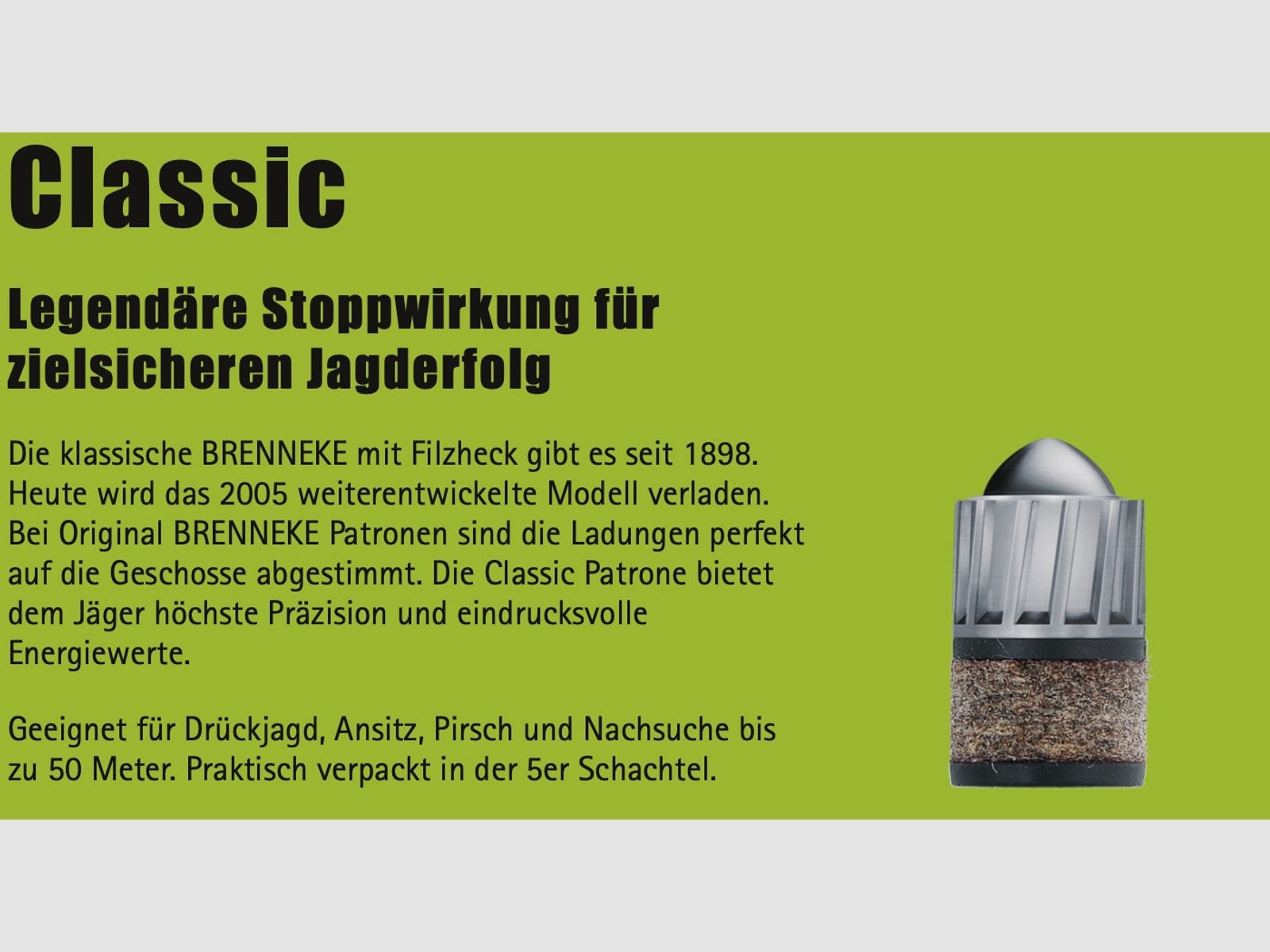 Brenneke 2004954 12/70 Classic 31,5g/490grs. Flintenlaufgeschoss