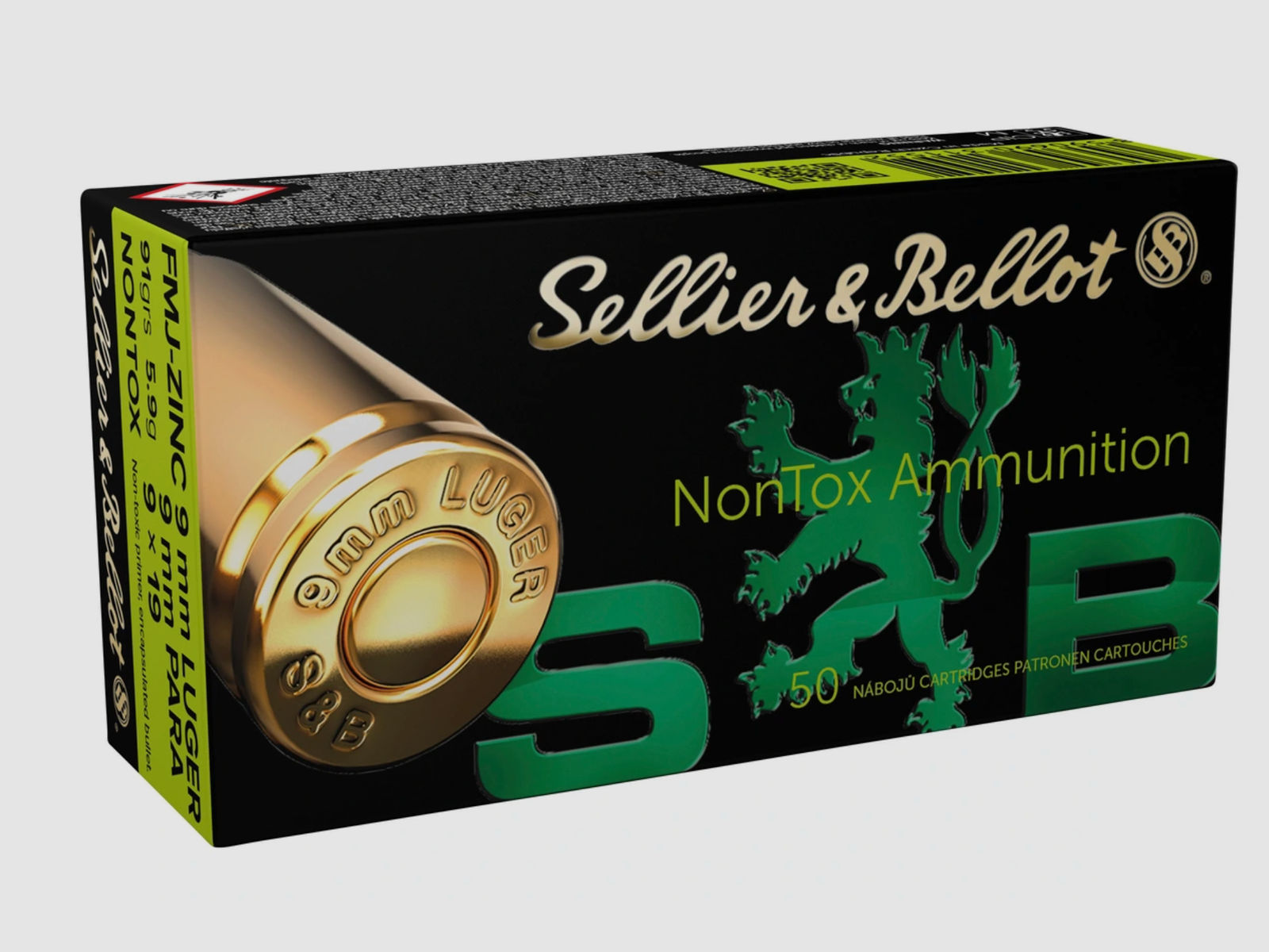 Sellier & Bellot 194372 9mm NonTox Luger Zink Rundkopf bleifrei 5,9g/91grs 50St