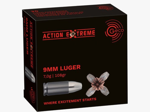 Geco 2408123 9 mm Luger Action Extreme 7,0g 108grs. Bleifrei Kurzwaffenmunition