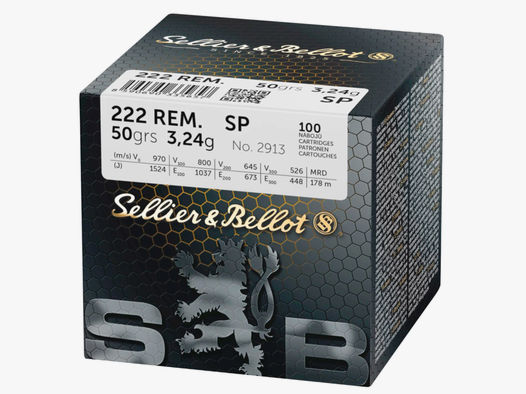 Sellier & Bellot .222 Rem. SP Teilmantel 3,24 g 50 grs. 100 Stück Büchsenmunition