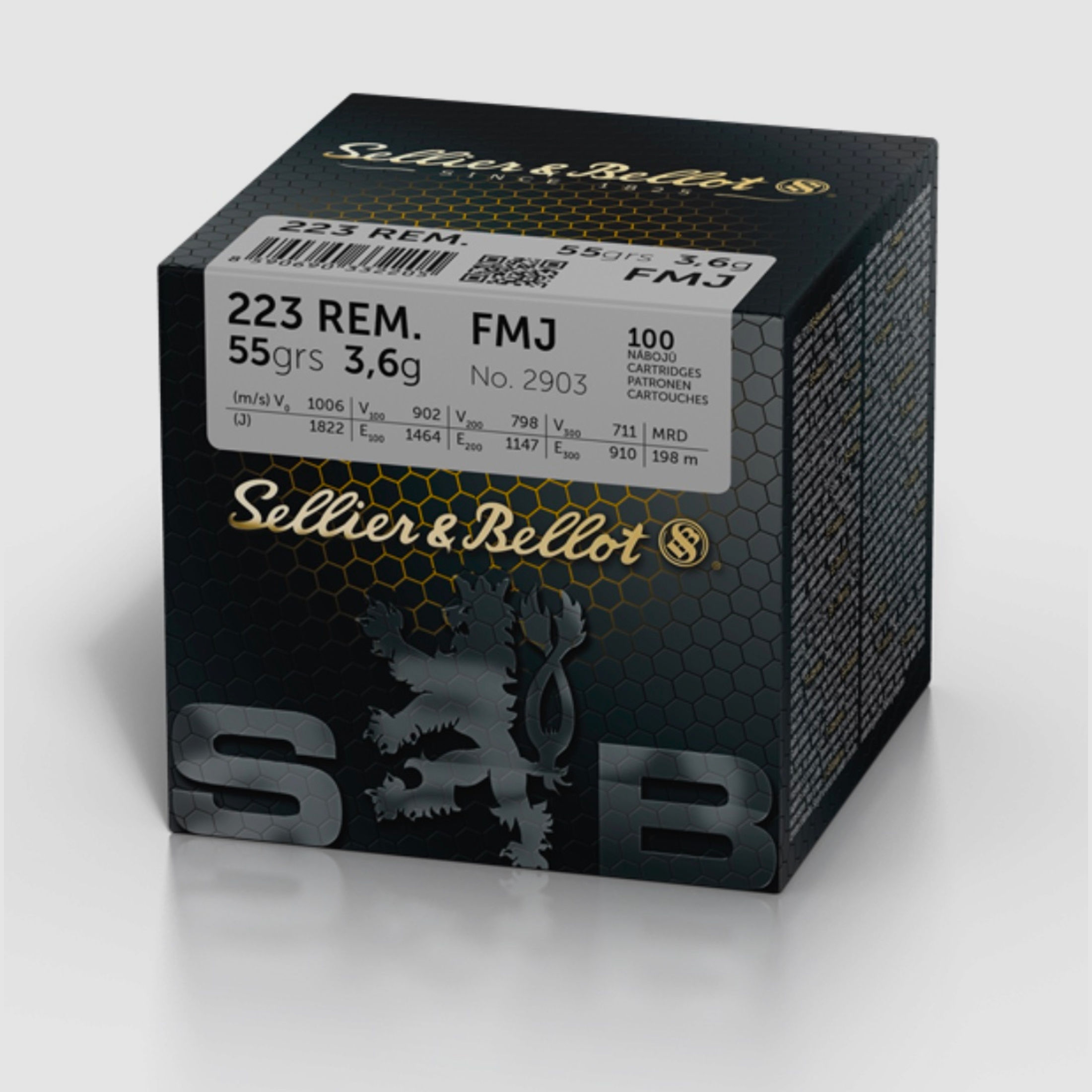 Sellier & Bellot 186962 .223 Rem. Vollmantel BT 3,6g 55grs. 100 Stk
