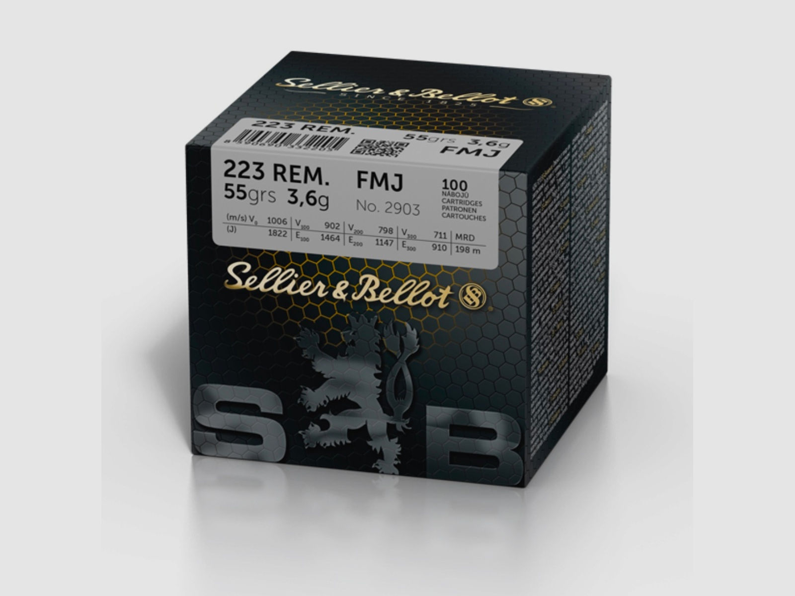 Sellier & Bellot 186962 .223 Rem. Vollmantel BT 3,6g 55grs. 100 Stk