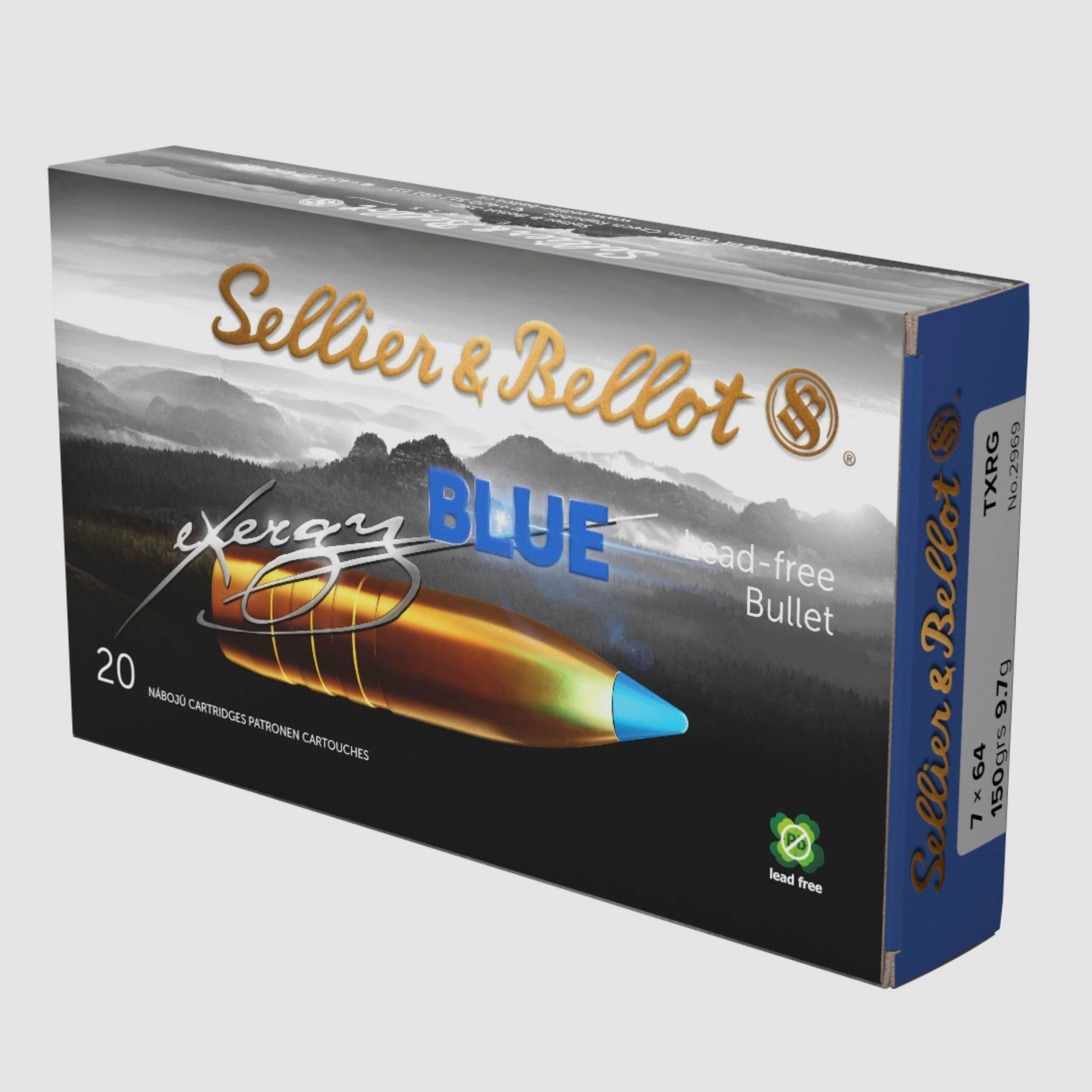 Sellier & Bellot 2003951 7x64 TXRG blue 9,7g 150grs 20 Stück bleifrei Büchsenmunition
