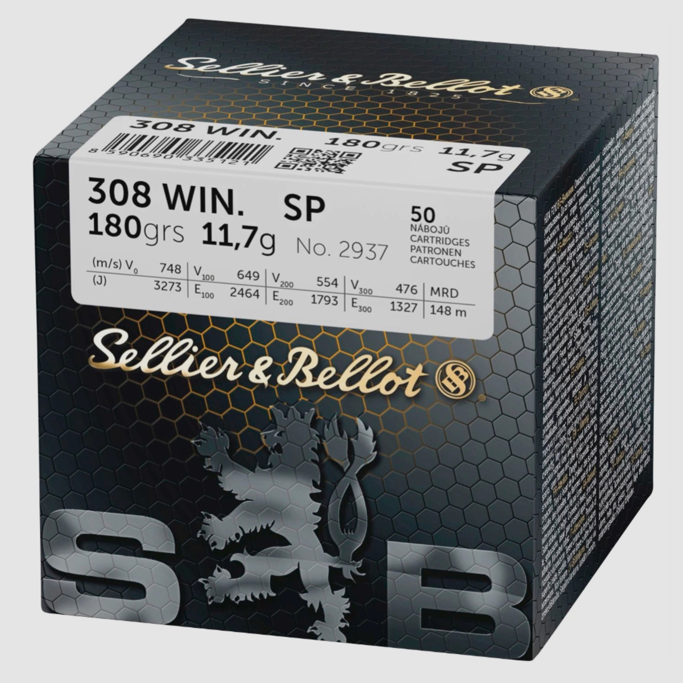 Sellier & Bellot 155482 .308 Win. Teilmantel SP 11,7g 180grs. 50 Stck Büchsenmunition