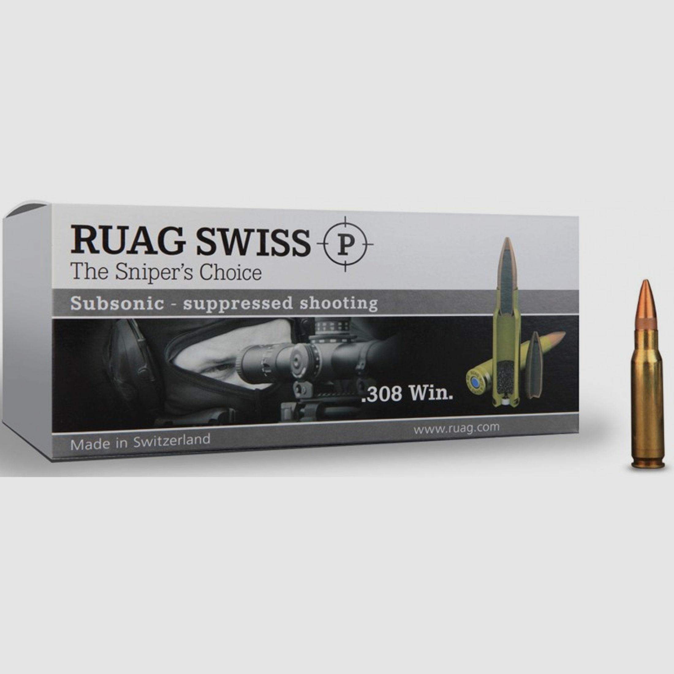Büchsenpatronen .308 Win RUAG SWISS P Subsonic 13.0 g/200 gr