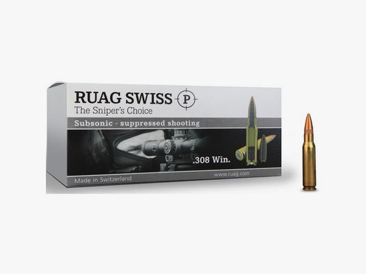 Büchsenpatronen .308 Win RUAG SWISS P Subsonic 13.0 g/200 gr