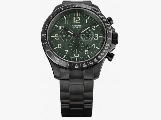 Traser H3 P67 Officer Pro Chronograph Green, Edelstahlband PVD