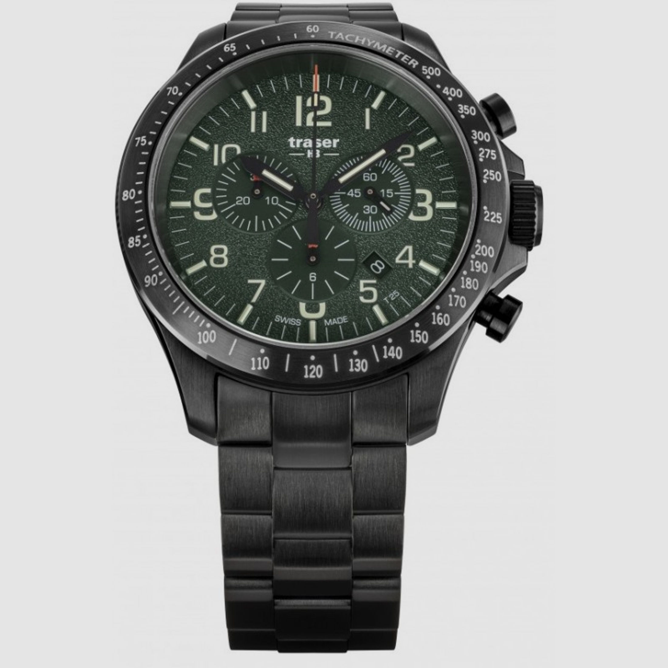 Traser H3 P67 Officer Pro Chronograph Green, Edelstahlband PVD