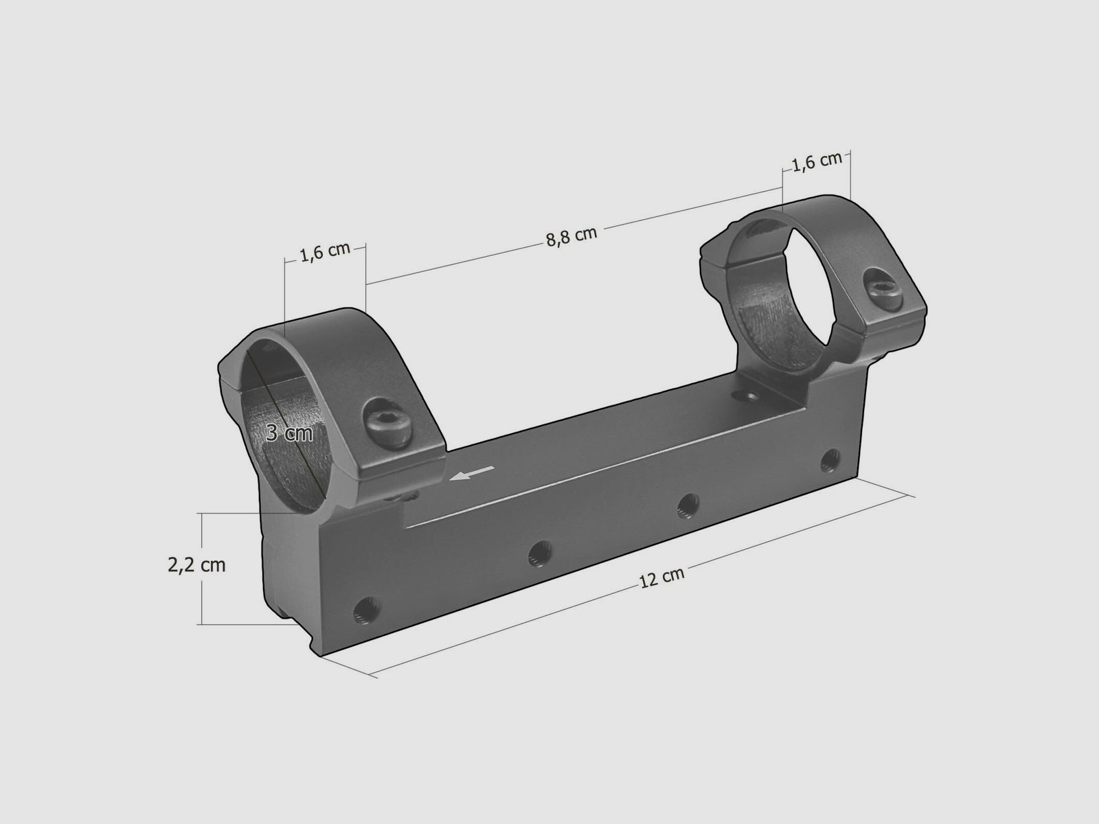 Walther Lock Down einteilige Montageschiene ø 30 mm - für 11 mm Prismenschiene