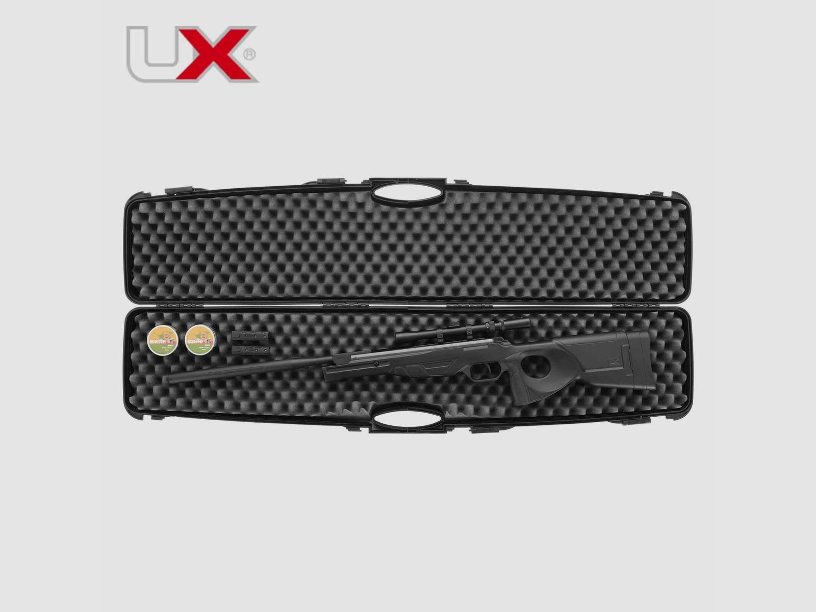 SET Umarex UX Patrol Knicklaufluftgewehr mit Zielfernrohr Kaliber 4,5 mm (P18) + Koffer inklusive 2 Zahlenschlösser + 1000 Diabolos