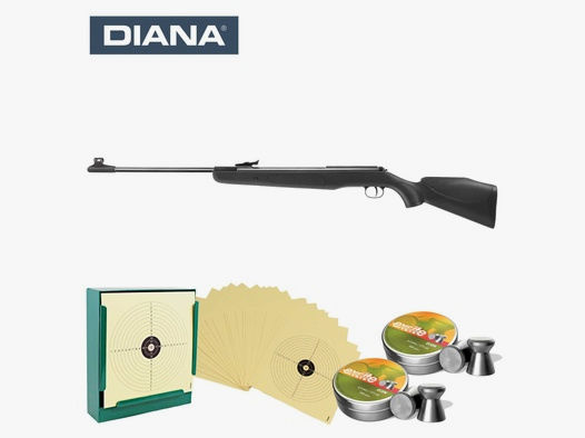 SET Diana Knicklauf Luftgewehr Panther 350 Magnum Kaliber 4,5 mm Diabolo (P18) + 1000 Diabolos + 100 Scheiben + Kugelfang