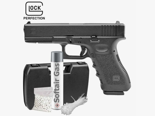 Komplettset Glock 17 Softair-Pistole Kaliber 6 mm BB Gas Blowback (P18)