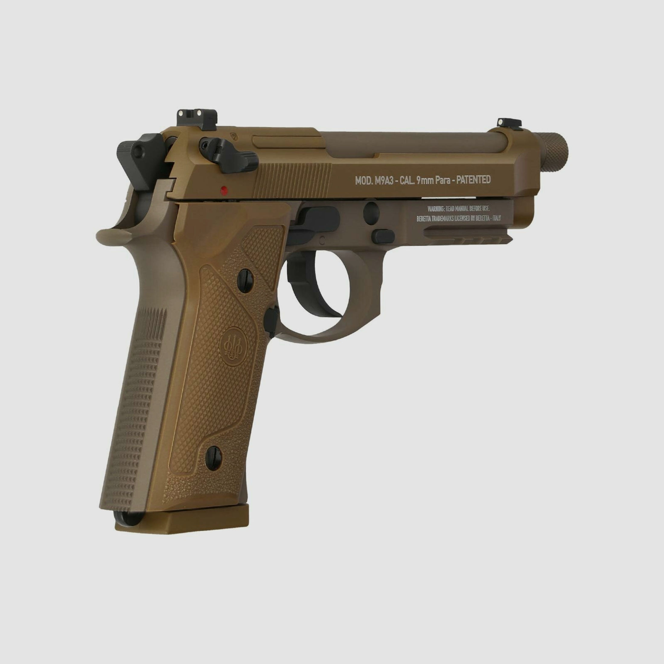Luftpistolenset Beretta M9A3 FDE 4,5 mm Stahl BB Co2-Pistole Blow Back (P18)