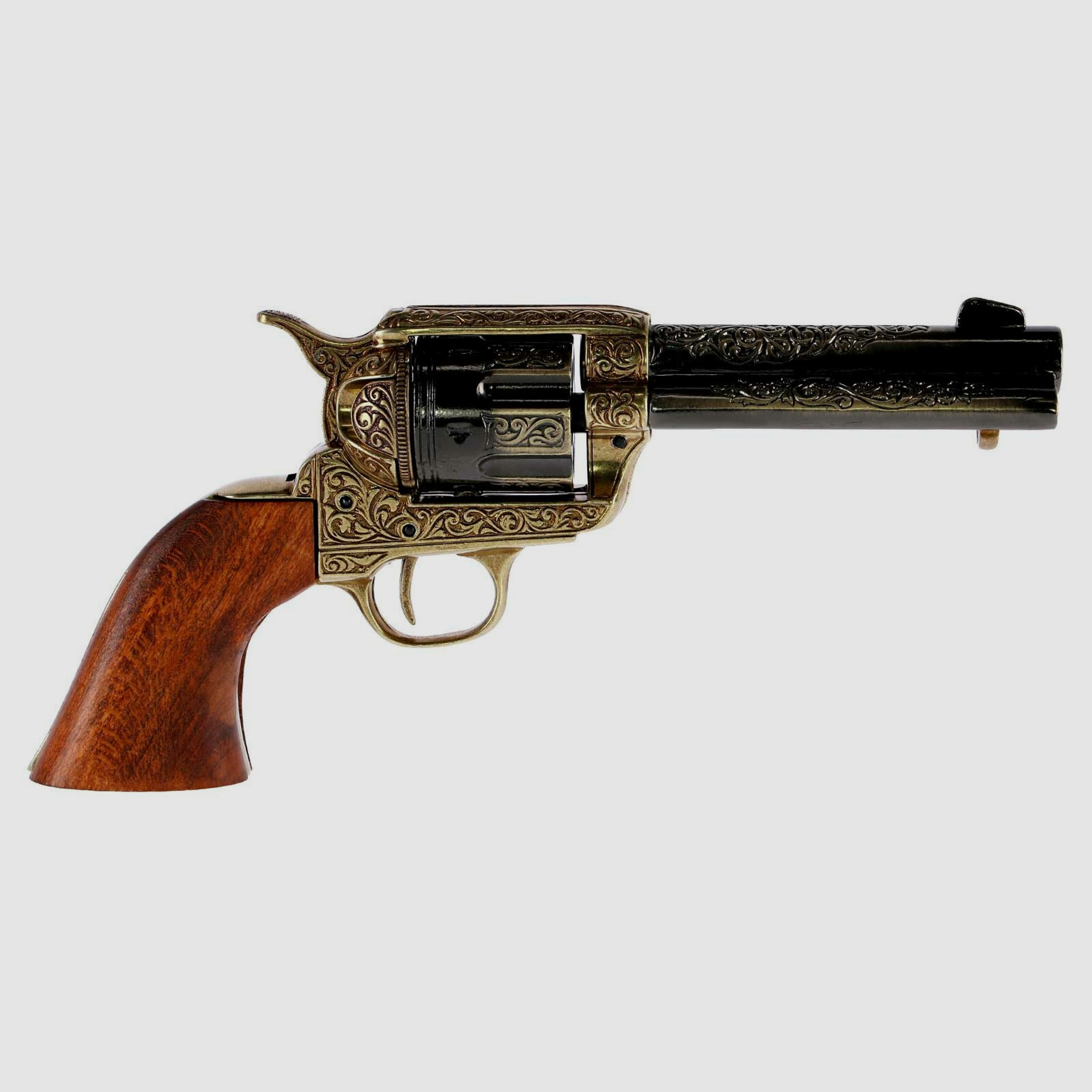Denix Dekomodell 45er Colt Peacemaker 4,75" Lauf Schwarz / Messing - Holzgriffschalen