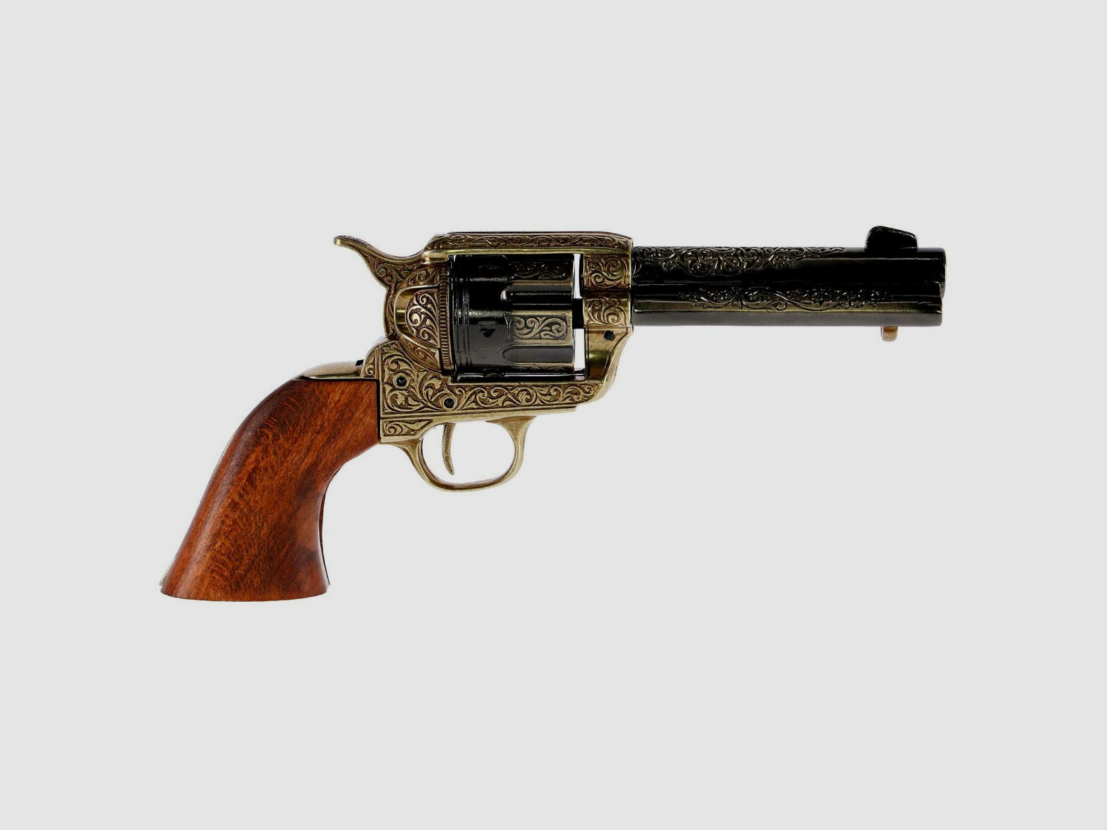 Denix Dekomodell 45er Colt Peacemaker 4,75" Lauf Schwarz / Messing - Holzgriffschalen