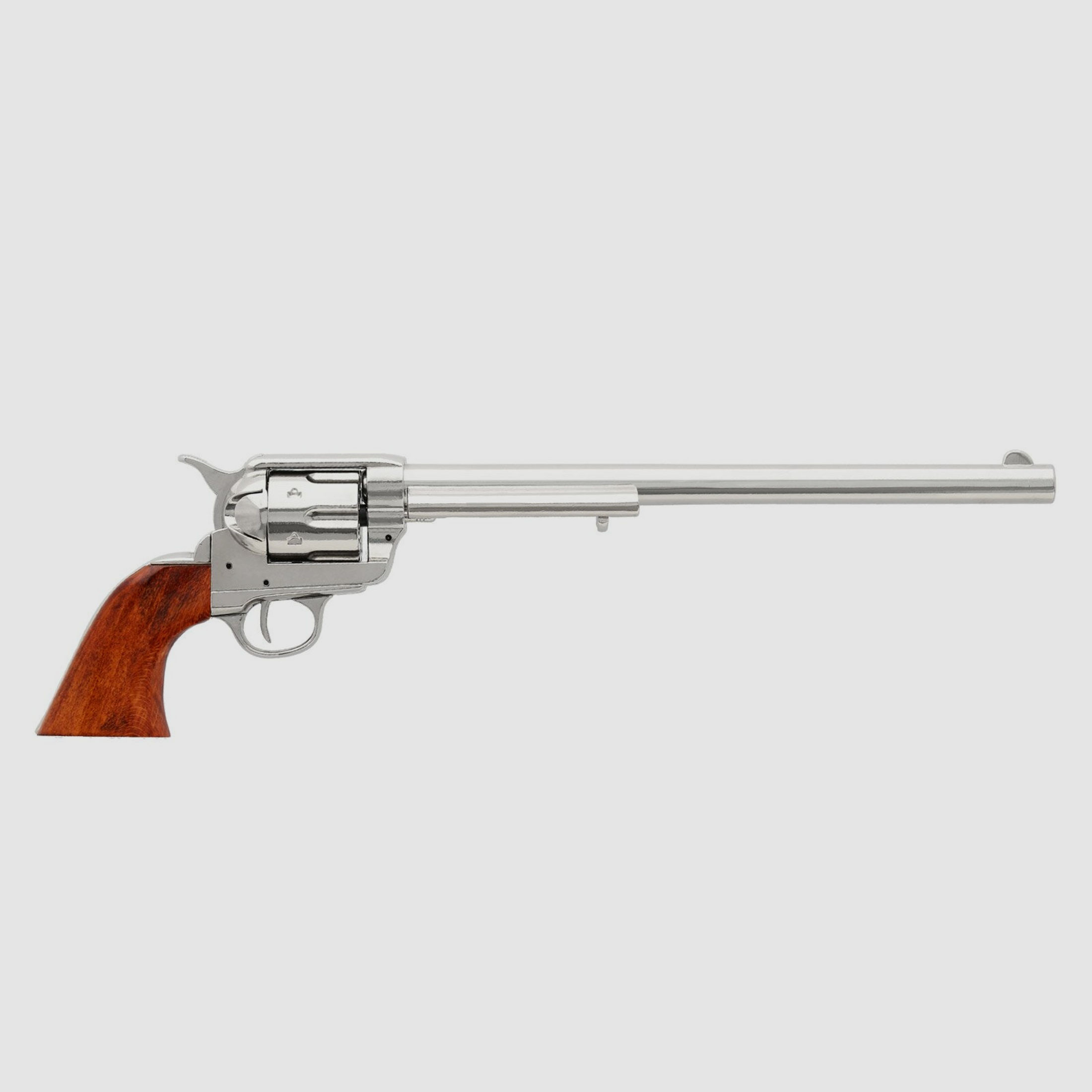 Denix Dekomodell 45er Colt Peacemaker 12" Lauf Vernickelt - Braune Griffschalen