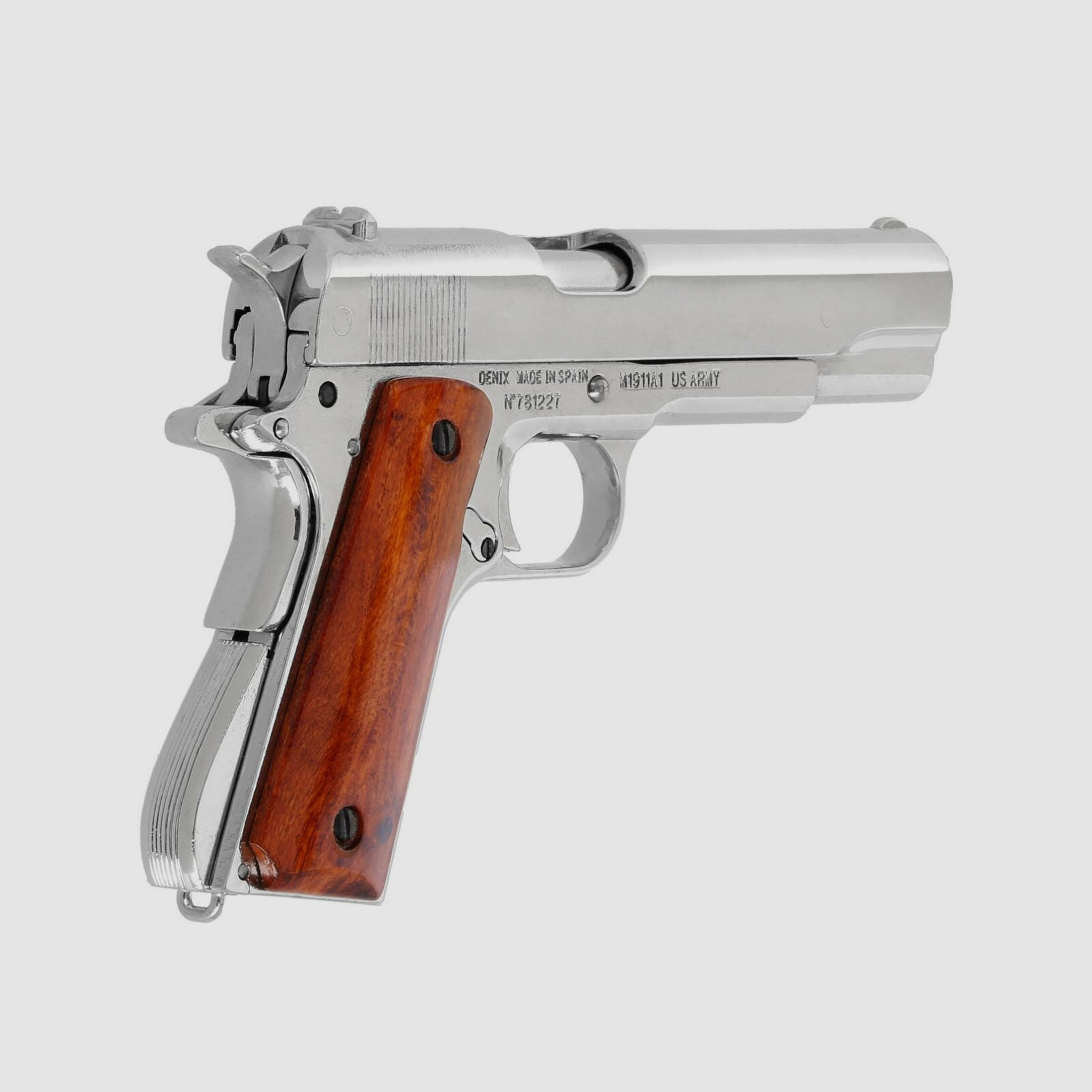 Denix Dekomodell 45er Colt Government M1911A1 Automatik Vernickelt - Holzgriffschalen