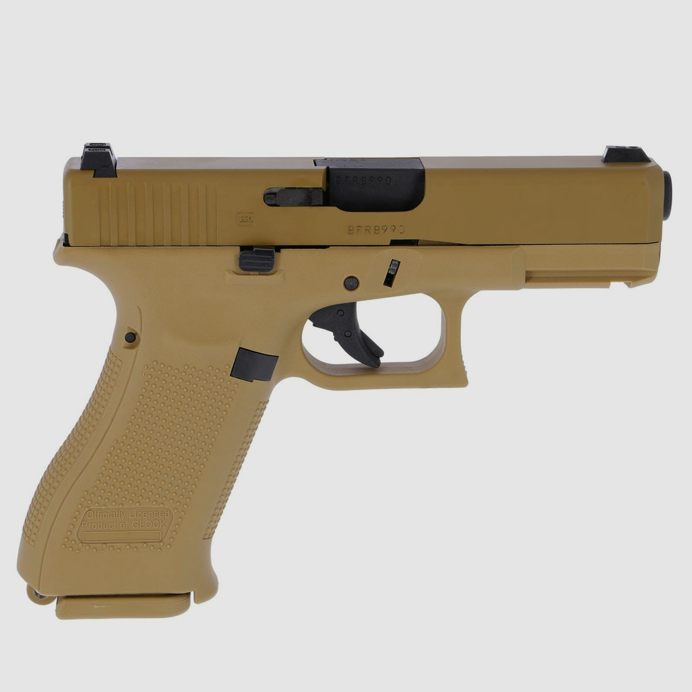 Komplettset Glock 19X Softair-Pistole Coyote Kaliber 6 mm BB  Gas Blowback (P18)