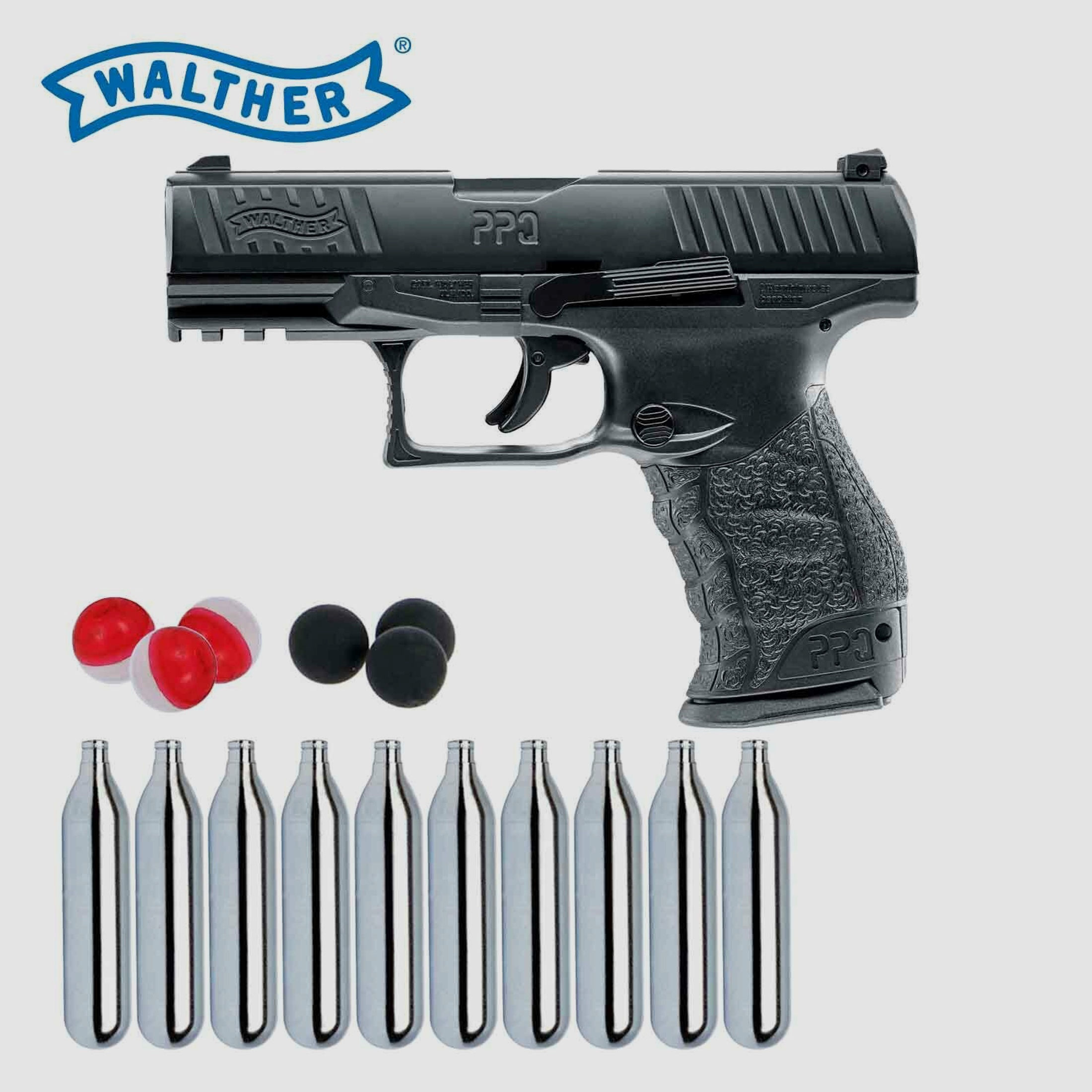 SET Walther Defense Training Marker PPQ M2 T4E RAM cal .43 Schwarz (P18) + Rubberballs + Pepperballs
