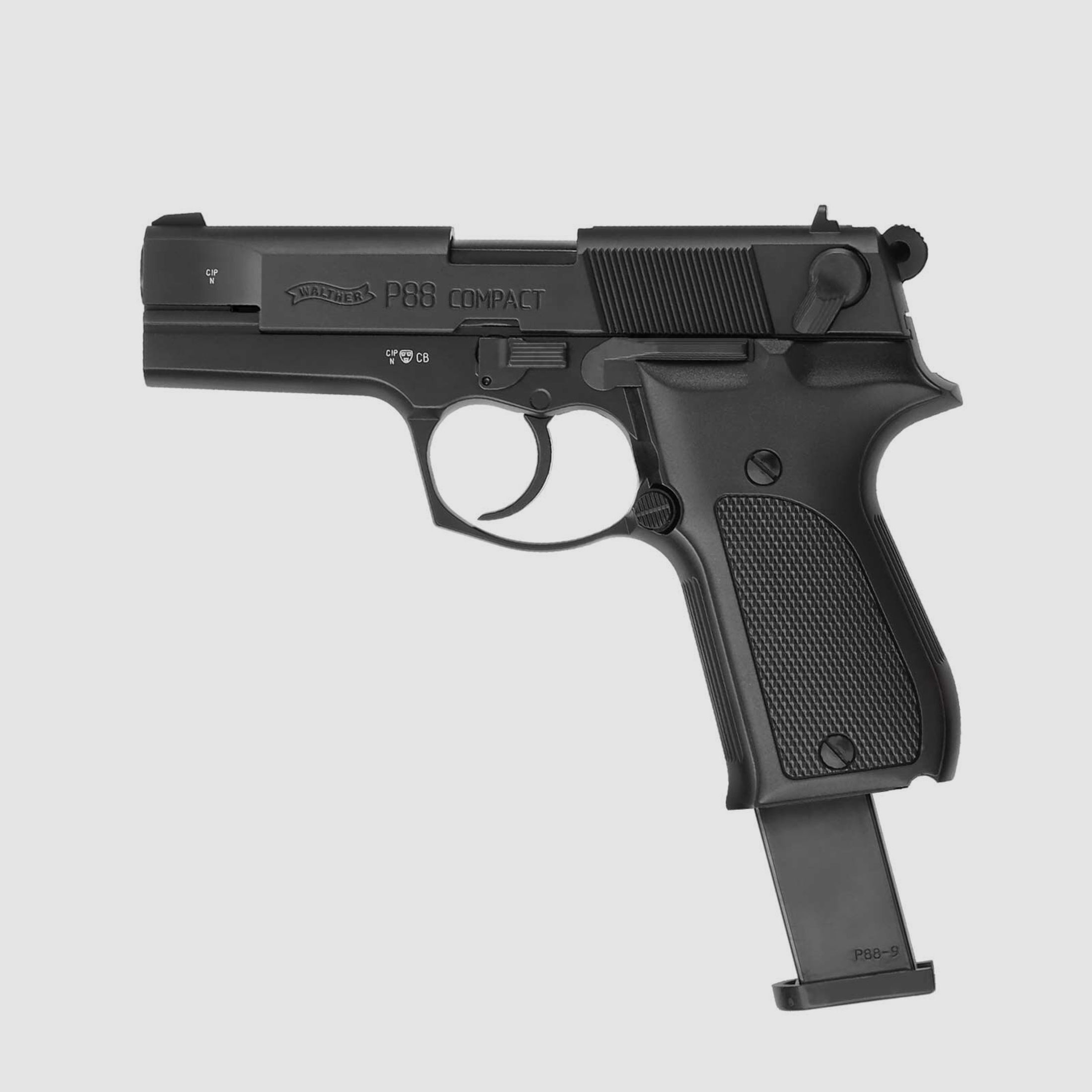 SET Walther P88 Schreckschuss Pistole Schwarz 9 mm P.A.K. (P18) + 50 Platzpatronen 9 mm P.A.K.