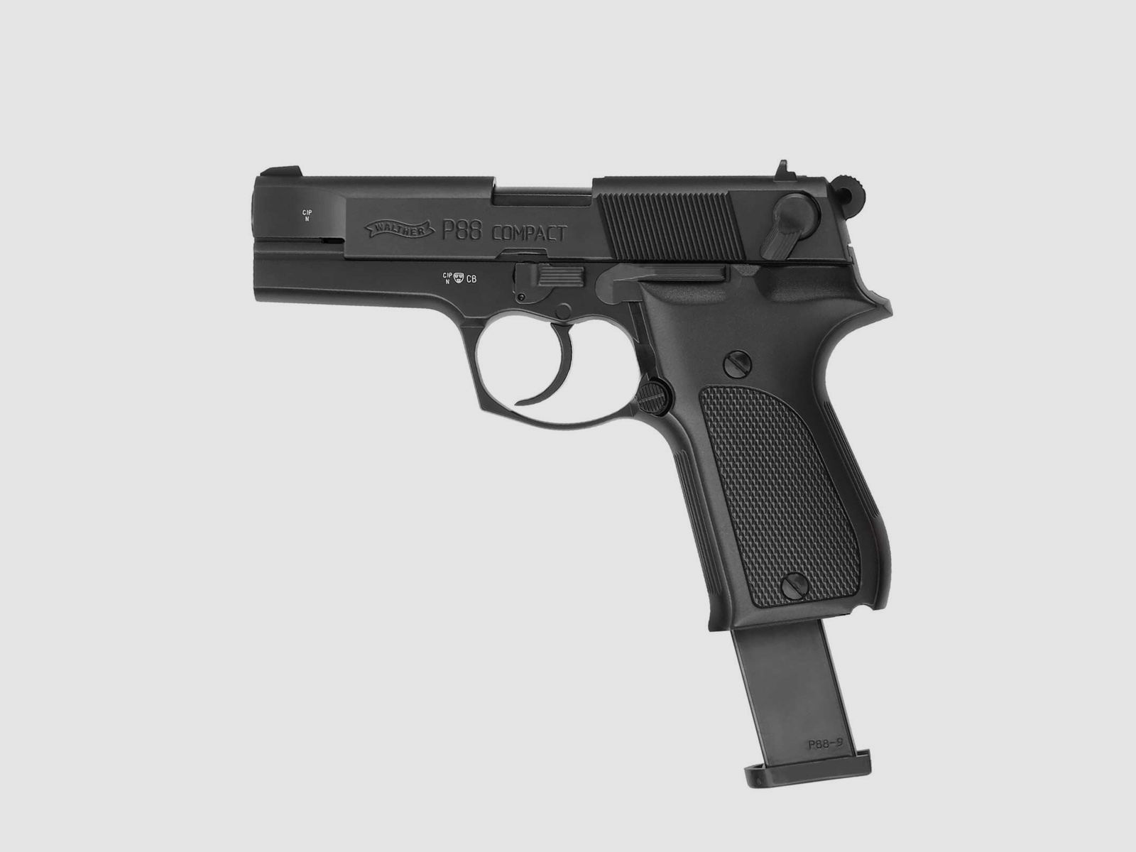 SET Walther P88 Schreckschuss Pistole Schwarz 9 mm P.A.K. (P18) + 50 Platzpatronen 9 mm P.A.K.