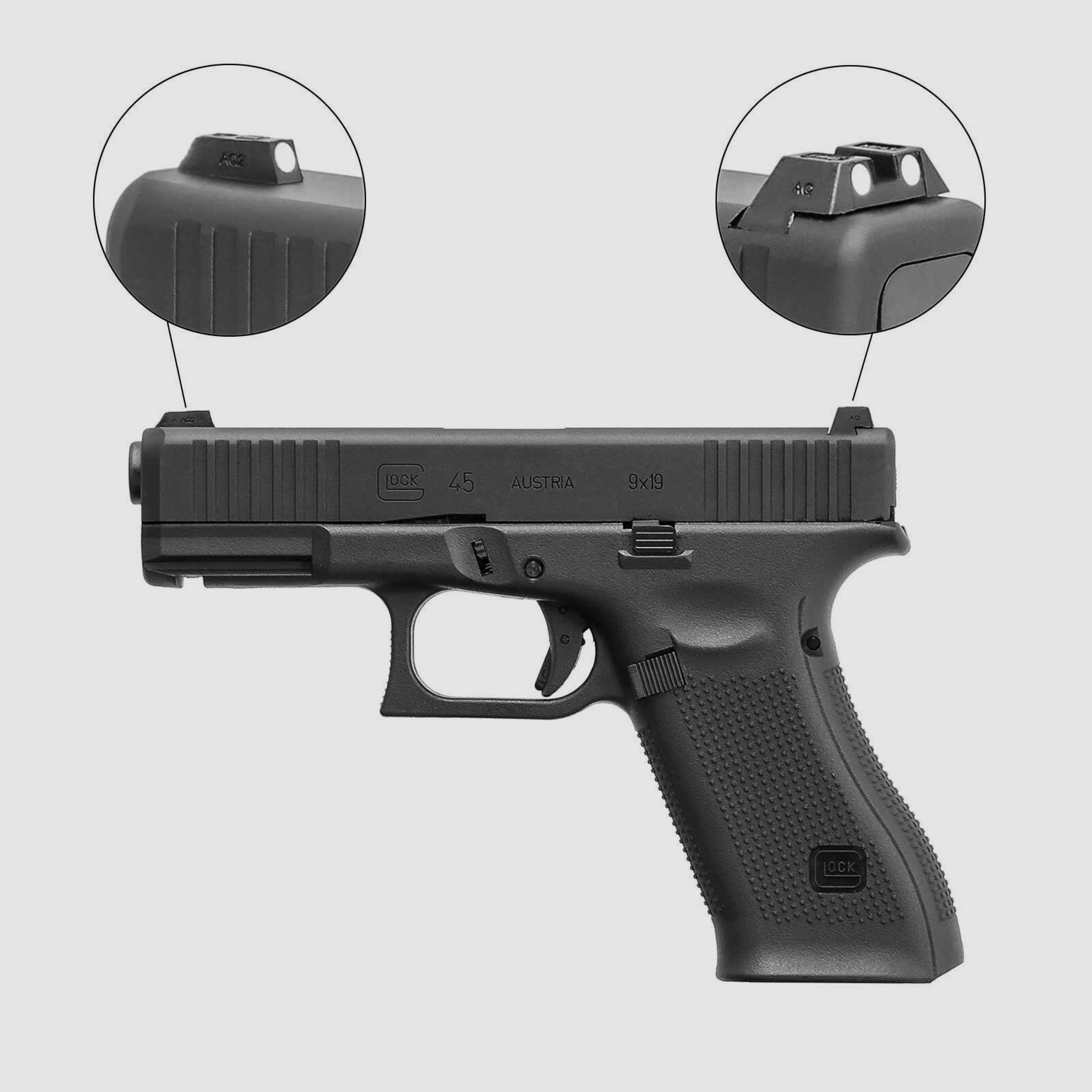 Komplettset Glock 45 Softair-Pistole Schwarz Kaliber 6 mm BB Gas Blowback (P18)