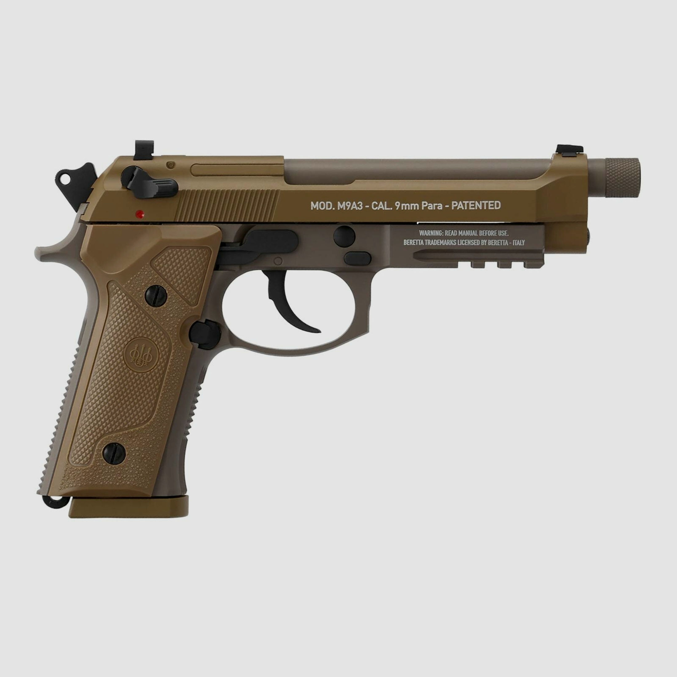 Luftpistolenset Beretta M9A3 FDE 4,5 mm Stahl BB Co2-Pistole Vollmetall Blow Back (P18)