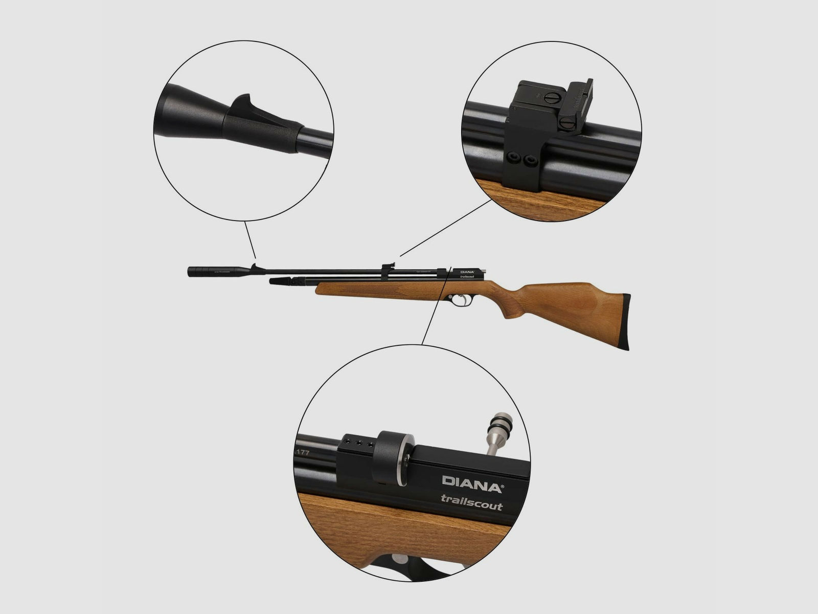 Kofferset Diana Trailscout Wood Co2-Gewehr 4,5 mm Diabolo (P18)