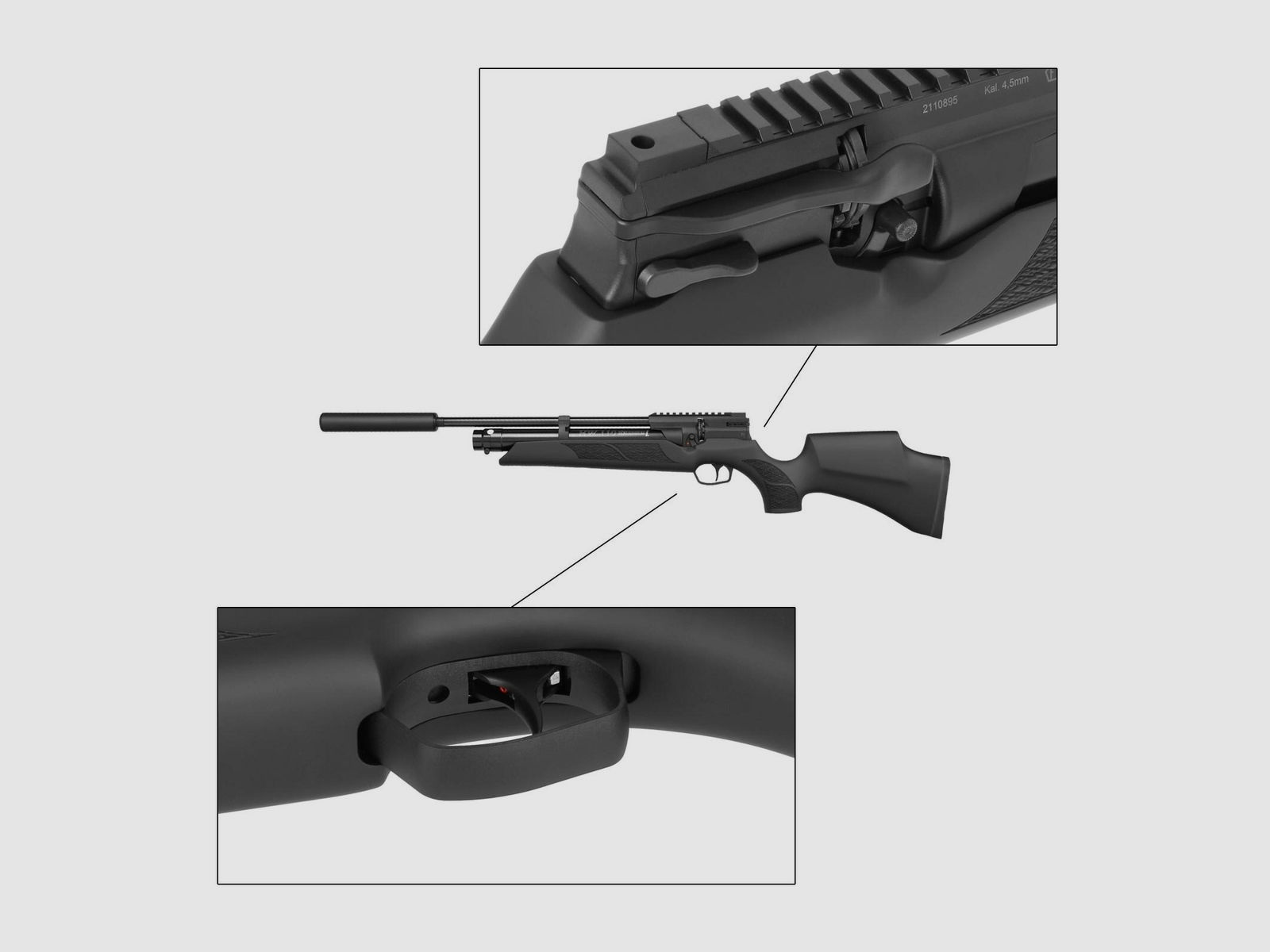 Kofferset Weihrauch HW 110 ST SD Pressluftgewehr 4,5 mm (P18) + Schalldämpfer
