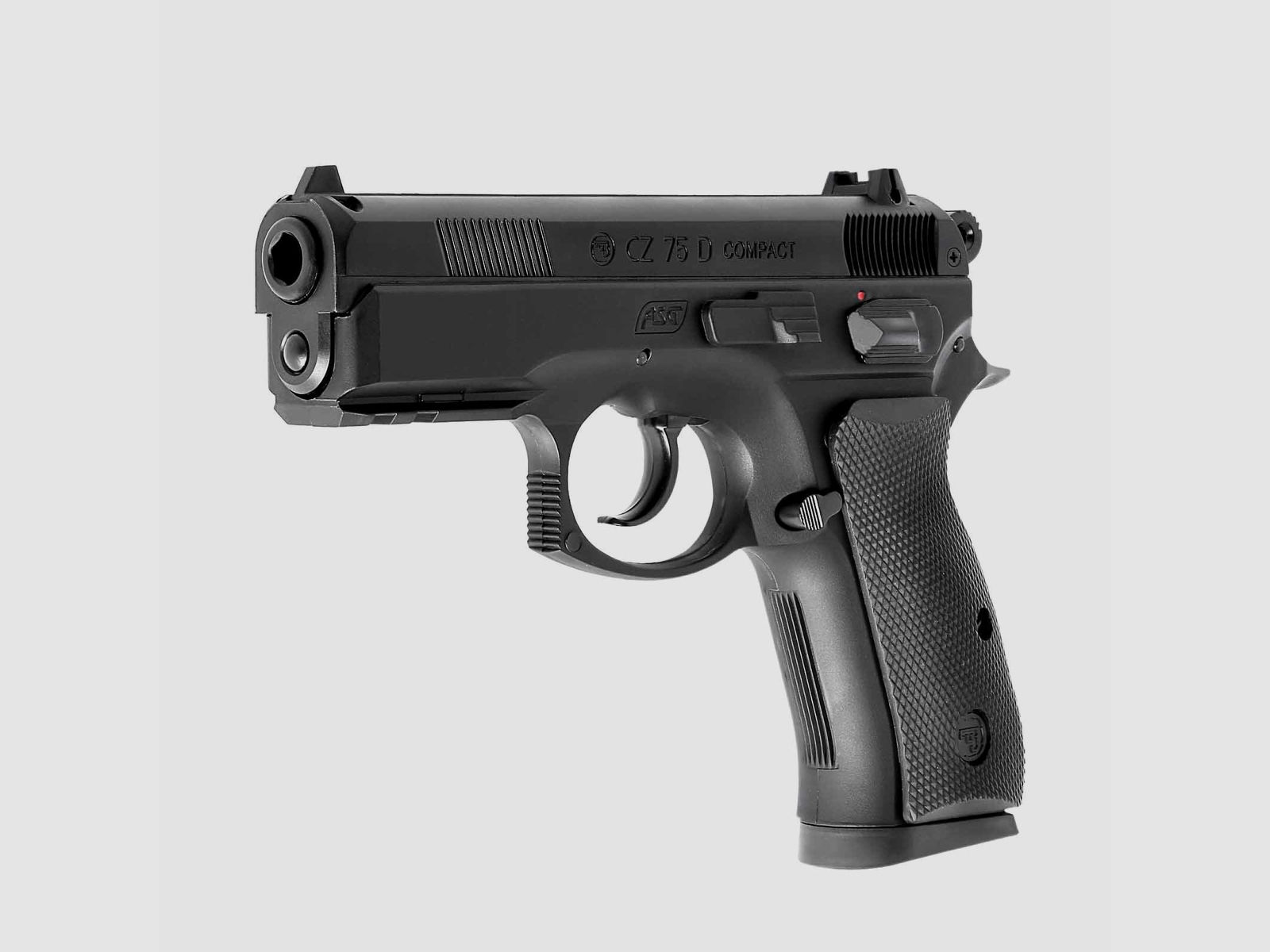 Luftpistolenset CZ75D Compact 4,5 mm Stahl BB Black Co2-Pistole Non Blow (P18) + 10 Co2-Kapseln + 1500 Stahl-BB's 4komma5