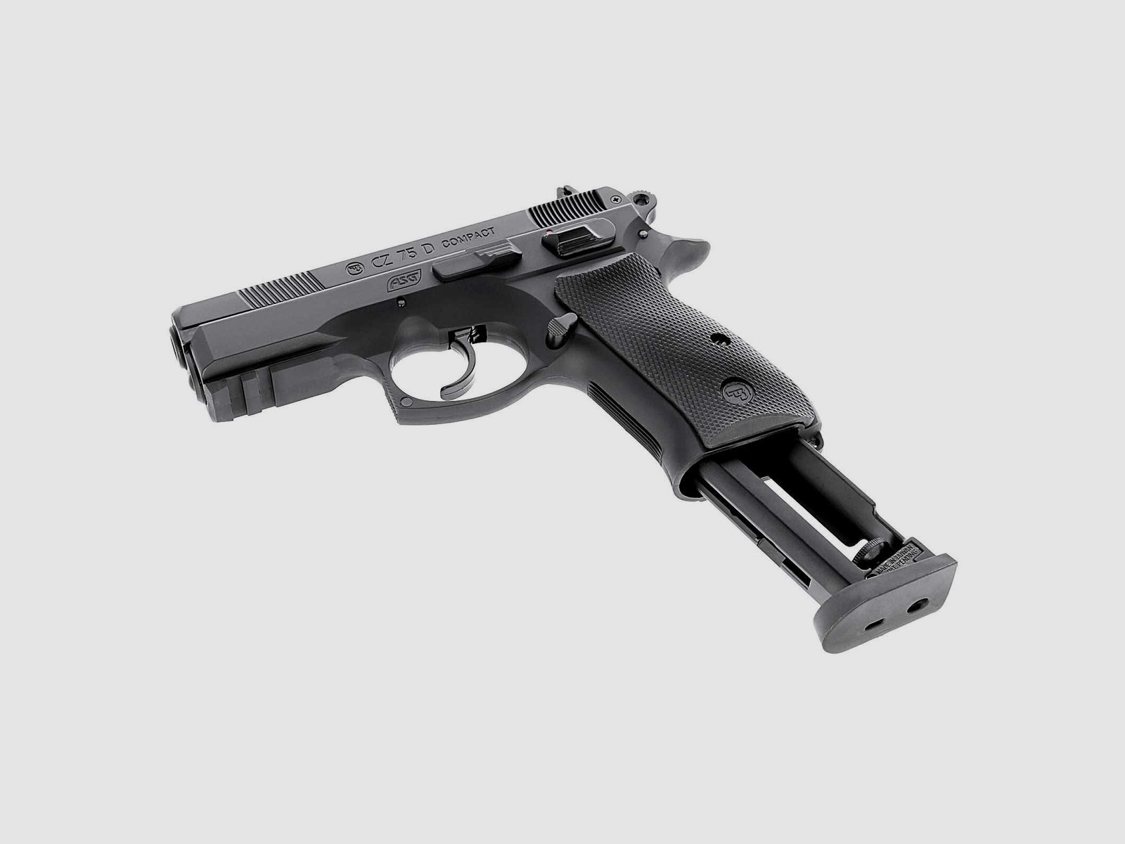 Luftpistolenset CZ75D Compact 4,5 mm Stahl BB Black Co2-Pistole Non Blow (P18) + 10 Co2-Kapseln + 1500 Stahl-BB's 4komma5