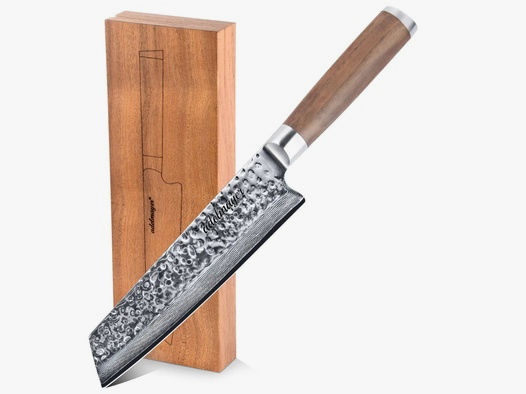 adelmayer® Damast Kiritsukemesser 18 cm handgeschliffen und mit Walnussgriff