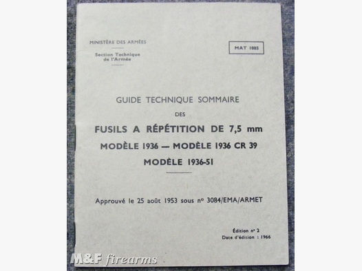 Guide Technique Sommaire des Fusils a Répétiton de 7,5 mm