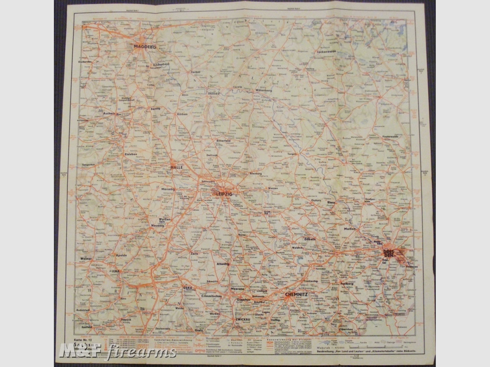SHELL Straßenkarte Nr.12 Sachsen Mitteldeutschland, um 1935