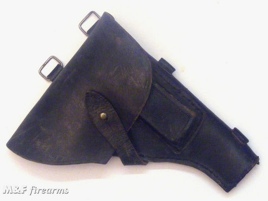 Pistolenholster Tokarev TT-33 mit Putzstockhaltern und Ersatzmagazintasche Schwarz Glattleder