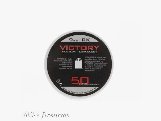 Victory Platzpatronen, gekrimpt, Kaliber 9mm R.K., 50 Stück